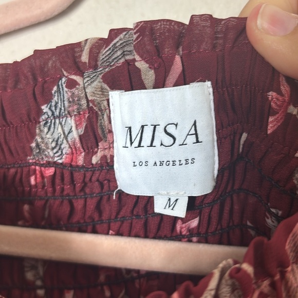 MISA Los Angeles Rima Mini Dress in Floral Burgundy Off the Shoulder Ruffle sz M - Picture 5 of 13